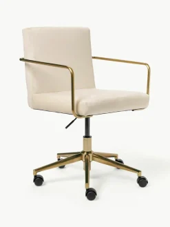 Fluwelen bureaustoel Kashya met armleuning, in hoogte verstelbaar^Westwing Collection Outlet