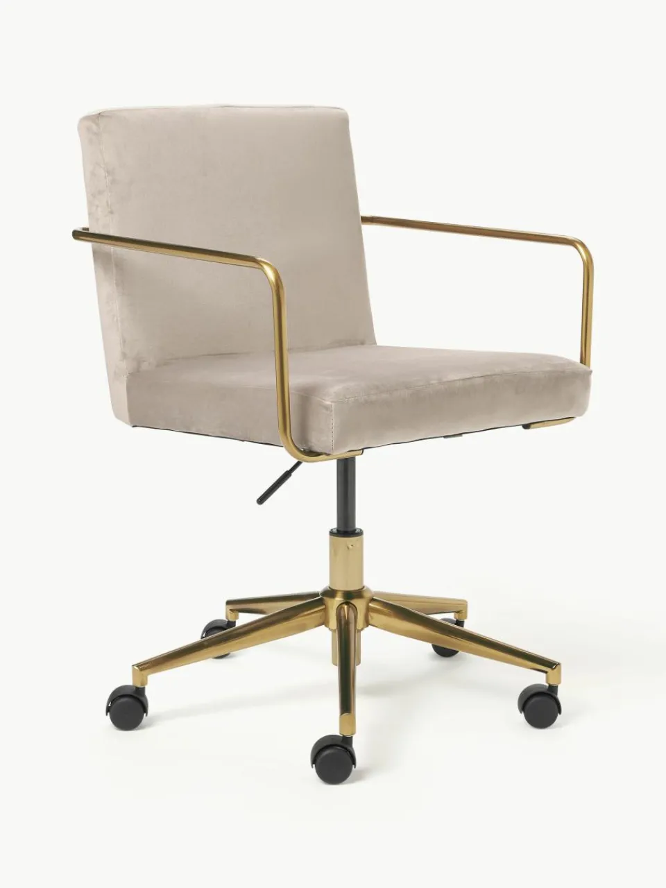 Fluwelen bureaustoel Kashya met armleuning, in hoogte verstelbaar^Westwing Collection Discount