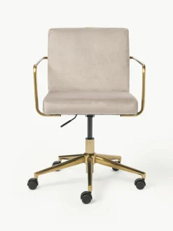 Fluwelen bureaustoel Kashya met armleuning, in hoogte verstelbaar^Westwing Collection Discount