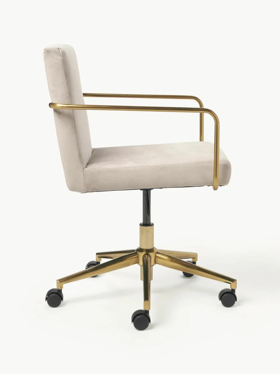Fluwelen bureaustoel Kashya met armleuning, in hoogte verstelbaar^Westwing Collection Discount