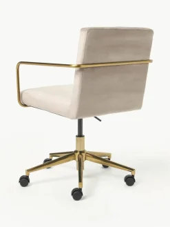 Fluwelen bureaustoel Kashya met armleuning, in hoogte verstelbaar^Westwing Collection Discount