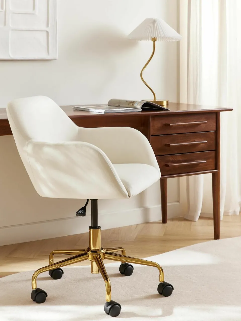 Fluwelen bureaustoel Lucie^Westwing Collection Hot