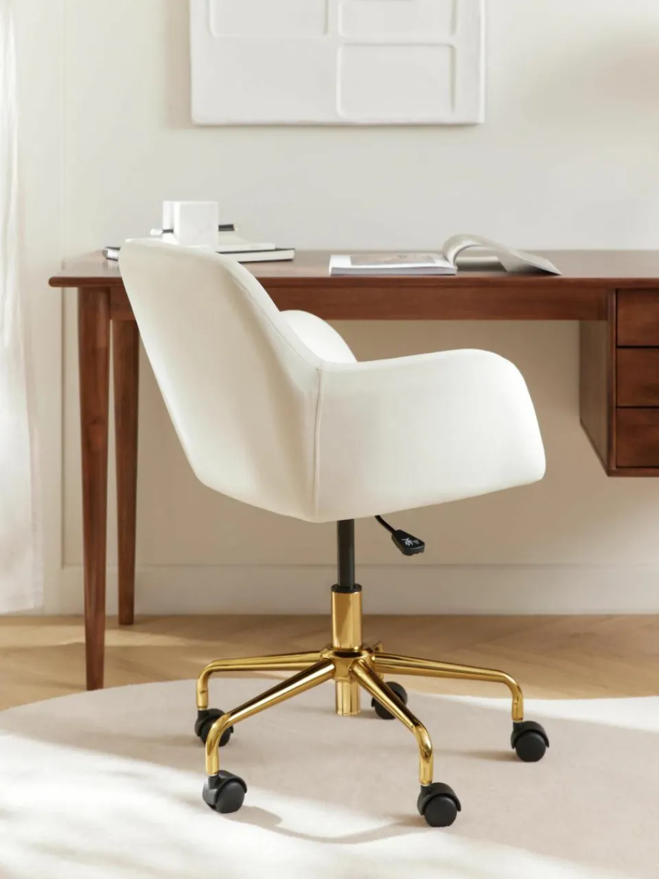 Fluwelen bureaustoel Lucie^Westwing Collection Hot