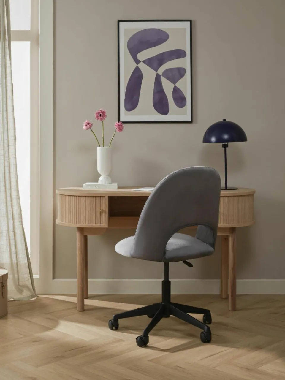 Fluwelen bureaustoel Rachel, in hoogte verstelbaar^Westwing Collection Outlet