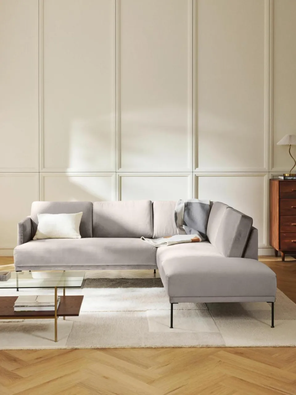Fluwelen hoekbank Fluente^Westwing Collection Best