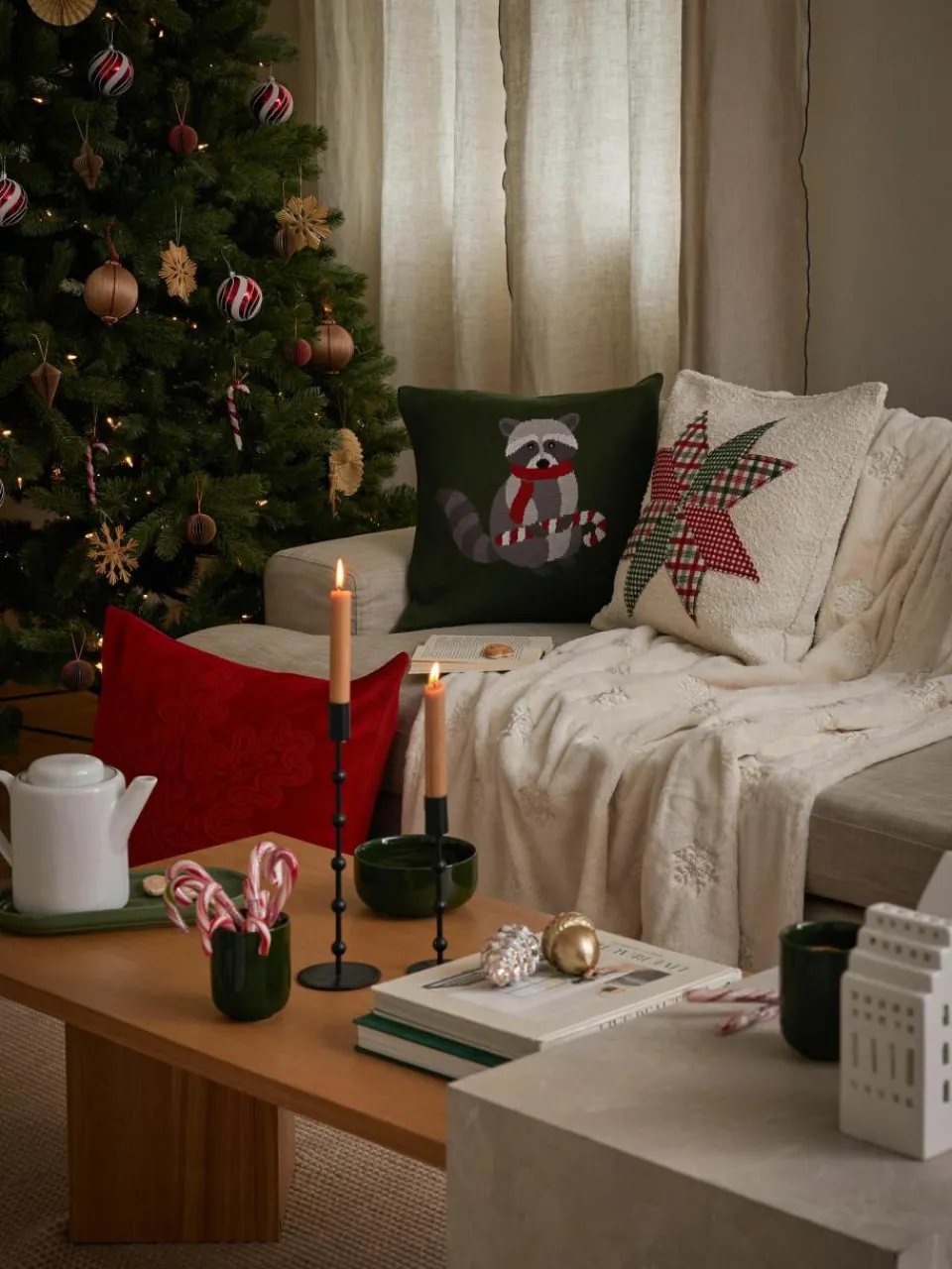 Fluwelen kussenhoes Celeste met winters motief^Westwing Collection Outlet