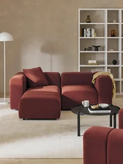 Fluwelen modulaire bank Lena (3-zits) met kruk^Westwing Collection Clearance