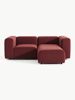 Fluwelen modulaire bank Lena (3-zits) met kruk^Westwing Collection Clearance