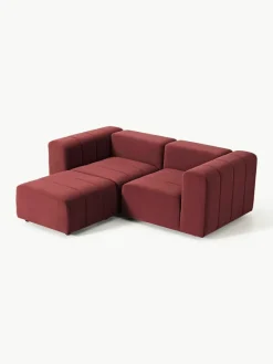 Fluwelen modulaire bank Lena (3-zits) met kruk^Westwing Collection Clearance
