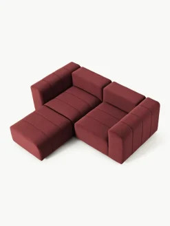 Fluwelen modulaire bank Lena (3-zits) met kruk^Westwing Collection Clearance