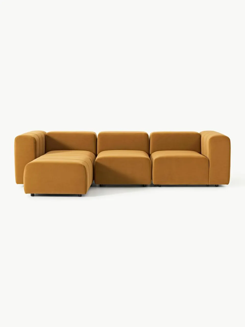 Fluwelen modulaire bank Lena (4-zits) met kruk^Westwing Collection Outlet