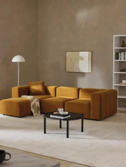 Fluwelen modulaire bank Lena (4-zits) met kruk^Westwing Collection Outlet