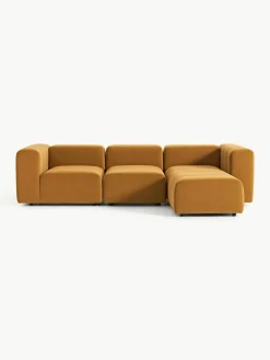 Fluwelen modulaire bank Lena (4-zits) met kruk^Westwing Collection Outlet
