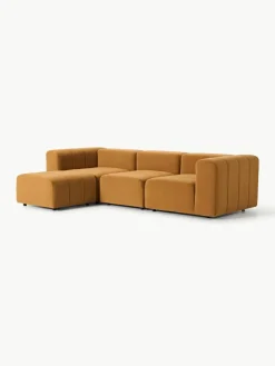 Fluwelen modulaire bank Lena (4-zits) met kruk^Westwing Collection Outlet