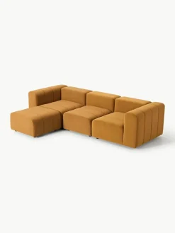 Fluwelen modulaire bank Lena (4-zits) met kruk^Westwing Collection Outlet