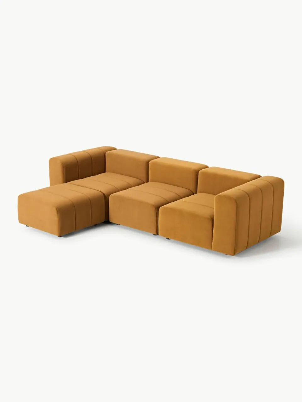 Fluwelen modulaire bank Lena (4-zits) met kruk^Westwing Collection Outlet