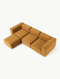 Fluwelen modulaire bank Lena (4-zits) met kruk^Westwing Collection Outlet