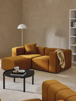 Fluwelen modulaire bank Lena (3-zits) met kruk^Westwing Collection Clearance