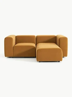 Fluwelen modulaire bank Lena (3-zits) met kruk^Westwing Collection Clearance