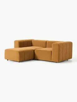 Fluwelen modulaire bank Lena (3-zits) met kruk^Westwing Collection Clearance