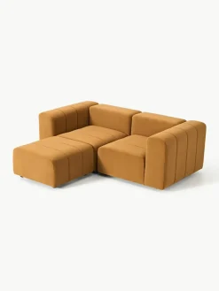 Fluwelen modulaire bank Lena (3-zits) met kruk^Westwing Collection Clearance