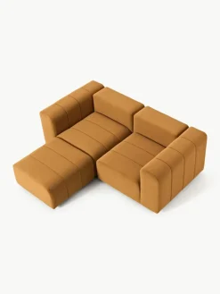 Fluwelen modulaire bank Lena (3-zits) met kruk^Westwing Collection Clearance