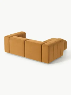 Fluwelen modulaire bank Lena (3-zits) met kruk^Westwing Collection Clearance