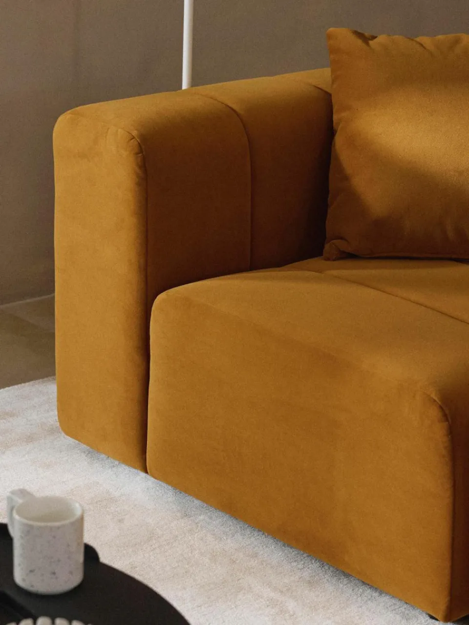 Fluwelen modulaire bank Lena (4-zits)^Westwing Collection Fashion