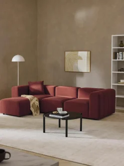 Fluwelen modulaire bank Lena (4-zits) met kruk^Westwing Collection Sale