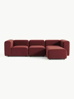 Fluwelen modulaire bank Lena (4-zits) met kruk^Westwing Collection Sale