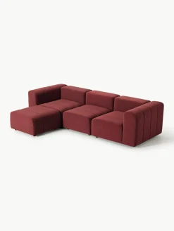 Fluwelen modulaire bank Lena (4-zits) met kruk^Westwing Collection Sale