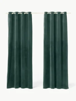Fluwelen verduisteringsgordijn Rush met oogjes, 2 stuks^Westwing Collection Fashion