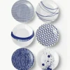 Gebaksborden Pacific Blue van porselein, set van 6^ROYAL DOULTON Hot