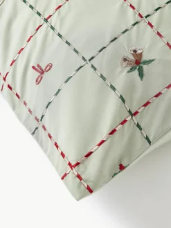 Geborduurd dekbedovertrek Rudy van perkalkatoen met kerstmotieven^Westwing Collection Hot