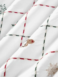 Geborduurd dekbedovertrek Rudy van perkalkatoen met kerstmotieven^Westwing Collection Fashion