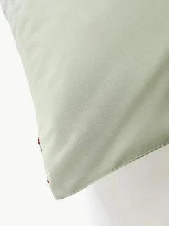Geborduurd katoenen perkal kussensloop Rudy met kerstmotieven^Westwing Collection Clearance