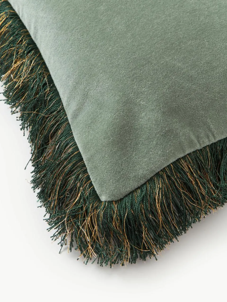 Geborduurde fluwelen kussenhoes Onyx met franjes^Westwing Collection Clearance