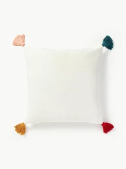 Geborduurde katoenen kussenhoes Nicholas met kerstmotief en kwastjes^Westwing Collection Online