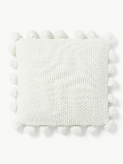 Gebreide kussenhoes Molly met pompoms^Westwing Collection Hot