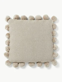 Gebreide kussenhoes Molly met pompoms^Westwing Collection New