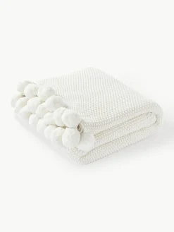 Gebreide plaid Molly met pompoms^Westwing Collection Clearance
