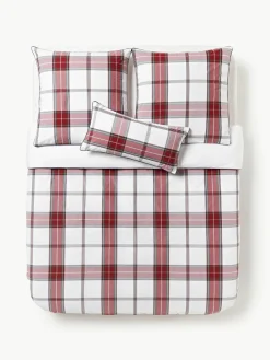 Geruit perkalkatoenen dekbedovertrek Scarlet^Westwing Collection Hot