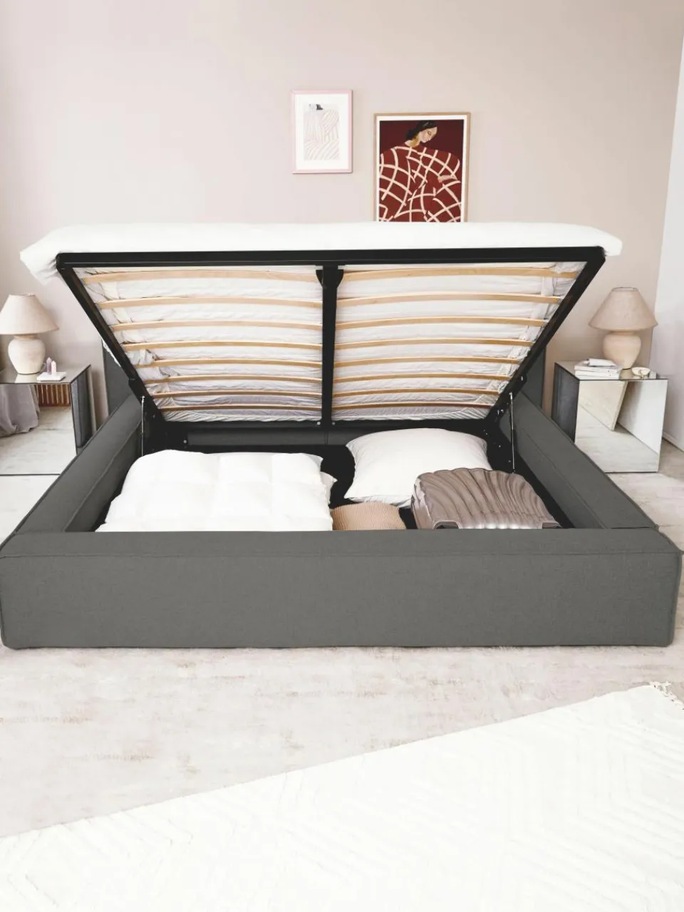 Gestoffeerd bed Lennon met opbergruimte^Westwing Collection Online