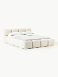 Gestoffeerd bed Tayla van bouclé met opbergruimte^Westwing Collection Clearance