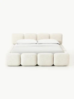 Gestoffeerd bed Tayla van bouclé met opbergruimte^Westwing Collection Clearance