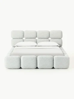 Gestoffeerd bed Tayla van bouclé met opbergruimte^Westwing Collection New