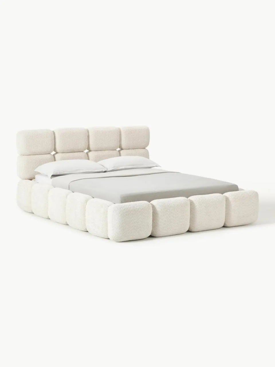 Gestoffeerd bed Tayla van teddy bouclé^Westwing Collection Sale