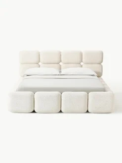 Gestoffeerd bed Tayla van teddy bouclé^Westwing Collection Sale