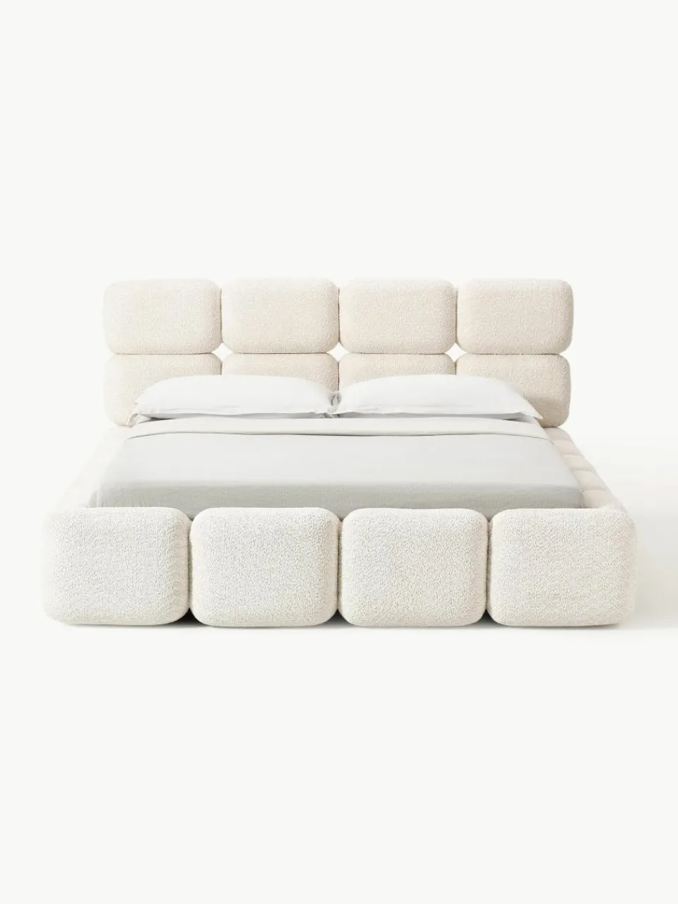 Gestoffeerd bed Tayla van teddy bouclé^Westwing Collection Sale