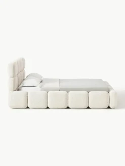 Gestoffeerd bed Tayla van teddy bouclé^Westwing Collection Sale